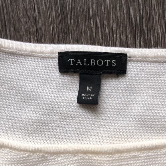 Talbots Classic White Sweater with Black Trim | Nautical Style | 3/4 Sleeve - Picture 5 of 8